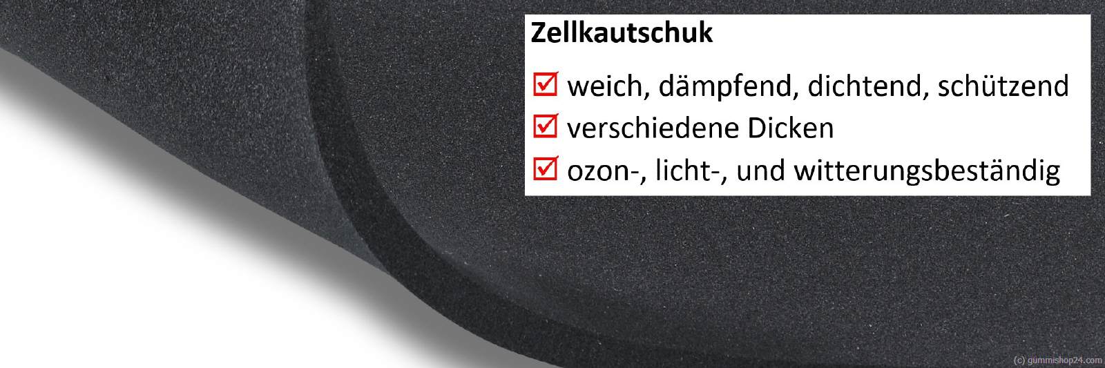 EPDM Zellkautschuk Matten 15mm Stärke einseitig